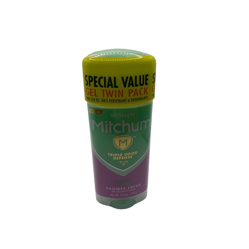 Mitchum Women Triple Odor Defense Gel Antiperspirant Shower Fresh 3.4ozTwin Pack